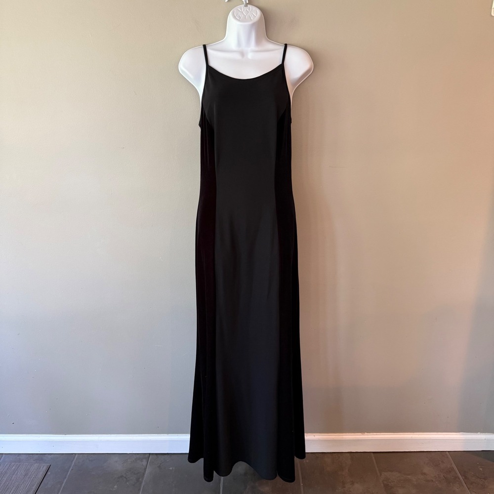 Jessica McClintock Gunne Sax Velvet Black Gown 90s Maxi Dress Mixed Media S Noir - Picture 2 of 13